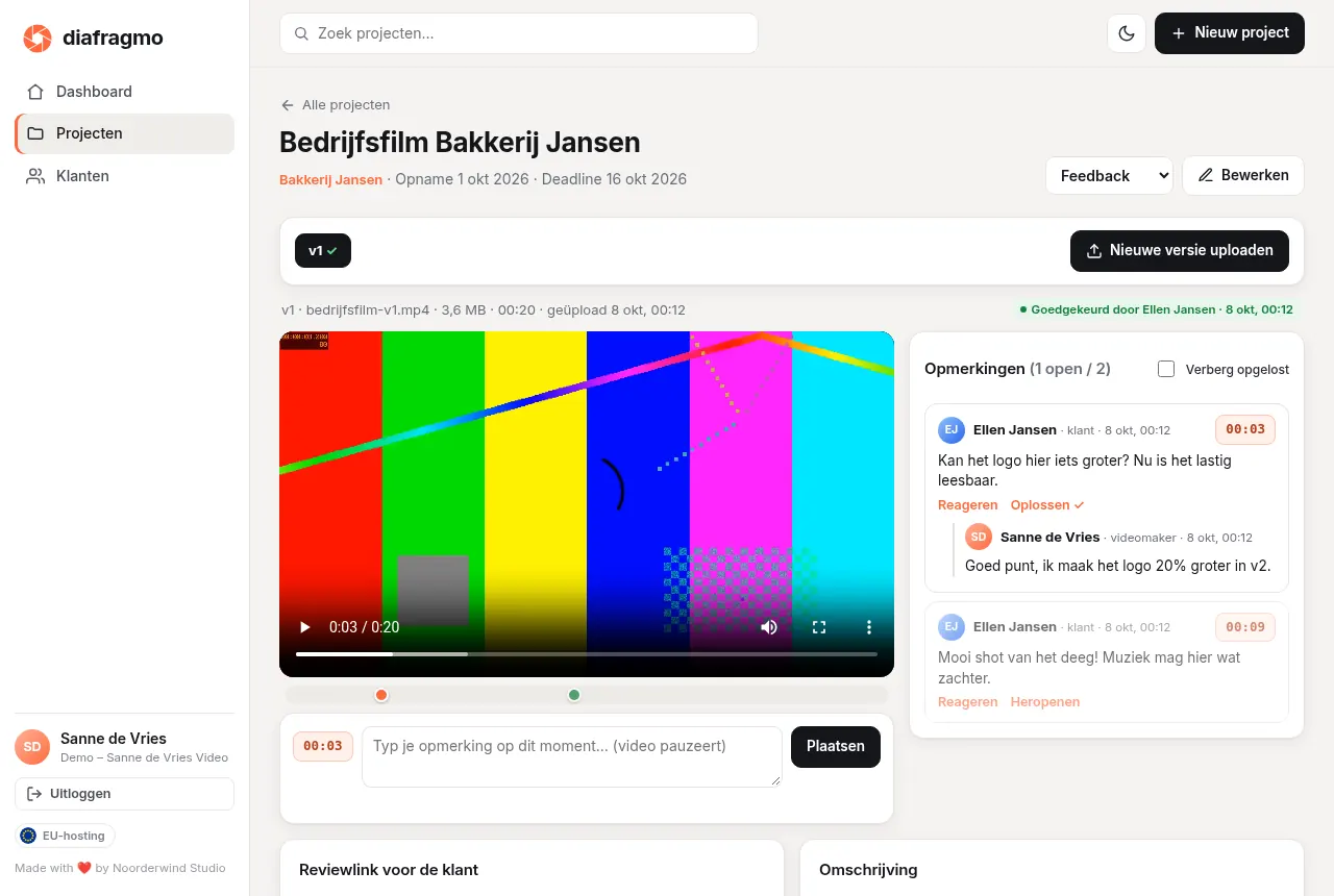 Echte app, voorbeelddata
